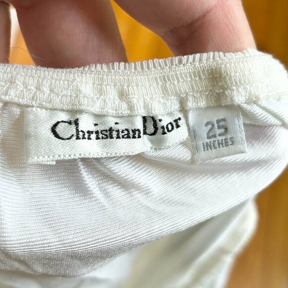 VTG CHRISTIAN DIOR Initial Monogram Satin Lace Half Slip in White SZ S - Picture 7 of 10